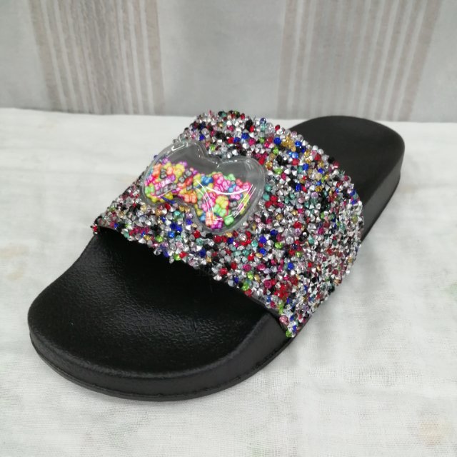 Slippers Women Wear New Summer Bow Decorated Colorful Sequins Fashion Flip-Flops