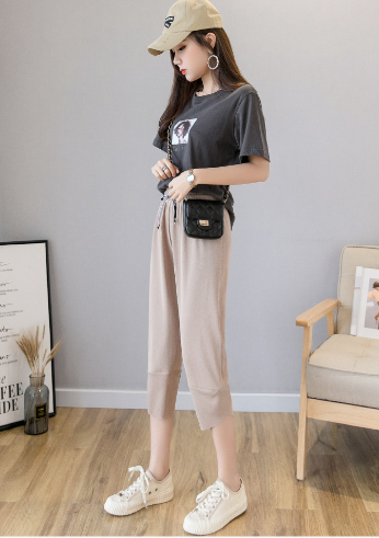 Wechat Business Explosion Pleated Ice Silk Chiffon Wide Leg Pants High Waist Hanging Loose Casual Nine-Minute Pants 2020 New Model