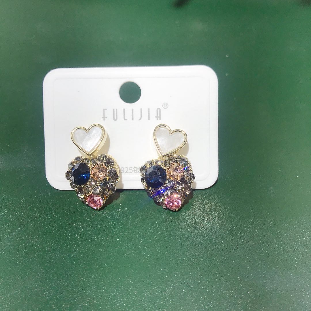 Mind series retro Han micro color diamond stud earrings versatile fashion 925 silver needle earrings thumbnail