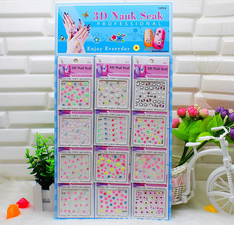 Little Lingtong Paper Products, handicrafts, creative gifts, creative stickers, 12 hanging board, foamed, gilded and floral series, girls' nail stickers