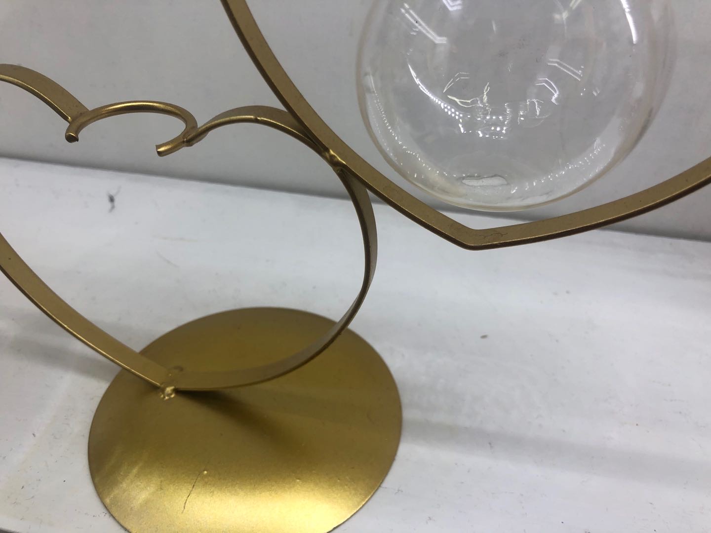 Gold Double Heart Iron Art Hydroponic Glass Vase Korean Style Small Fresh Decoration Creative Living Room Home Decoration Specification drawing