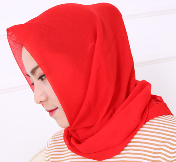Women's Fashion Trend Everything With Muslim Solid Color Balinese Gauze Headscarf details Picture