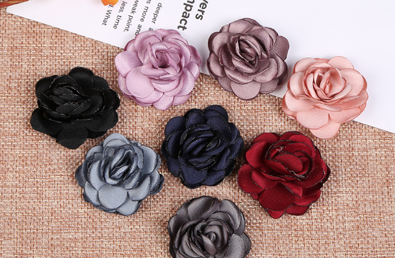 布艺花朵烧边花玫瑰山茶花DIY手工服装饰品配件发圈韩版发夹
