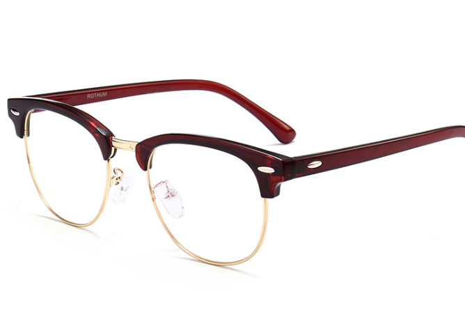 TR90男女复古平光镜记忆眼镜框中性米钉近视眼镜大框眼镜架详情图2