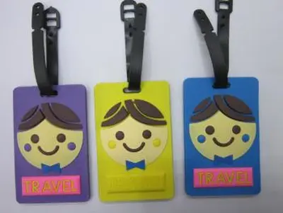 Environmentally Friendly Non-Toxic Pvc Silicone Cartoon Head Plane Color Luggage Tag