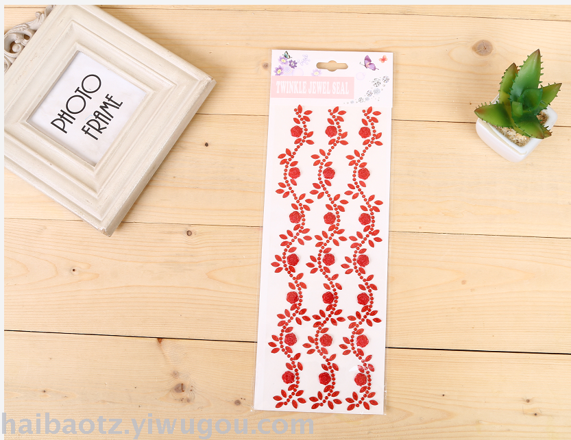 Direct sales from the manufacturer of large-card three-flower vine style acrylic multi-functional random diamond stickers details Picture