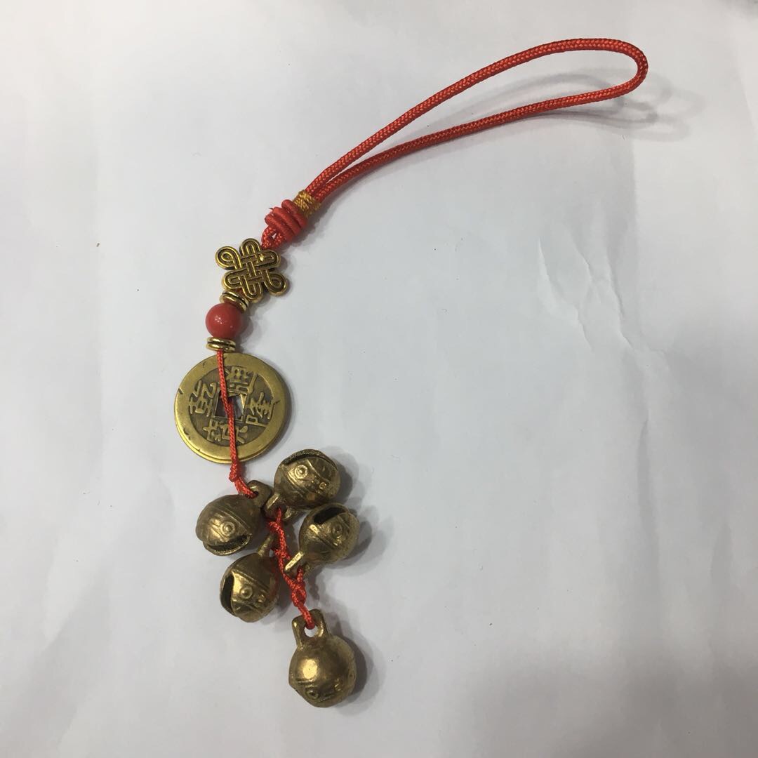 高档纯铜复古时尚精品铜钱铃铛挂件