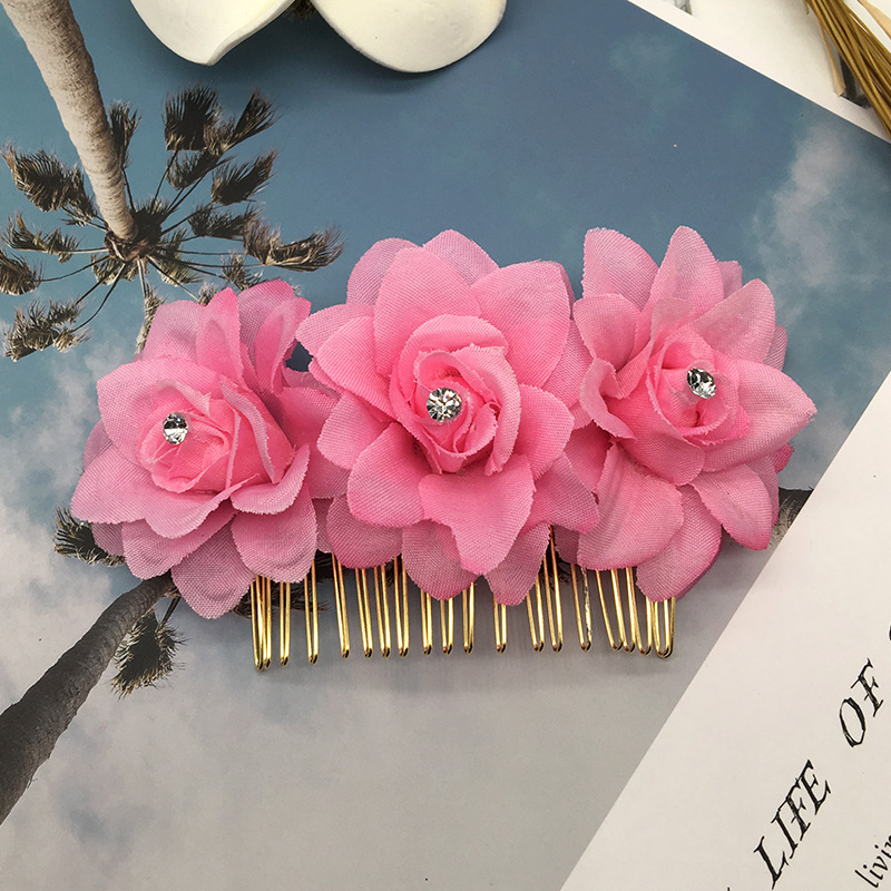 欧美韩式新娘头饰花朵发梳盘 配饰婚纱礼服结婚手工盘发饰品产品图