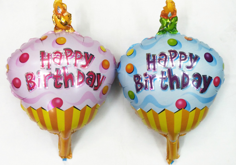 迷你蛋糕一根蜡烛生日快乐周岁庆祝装饰气球铝膜气球