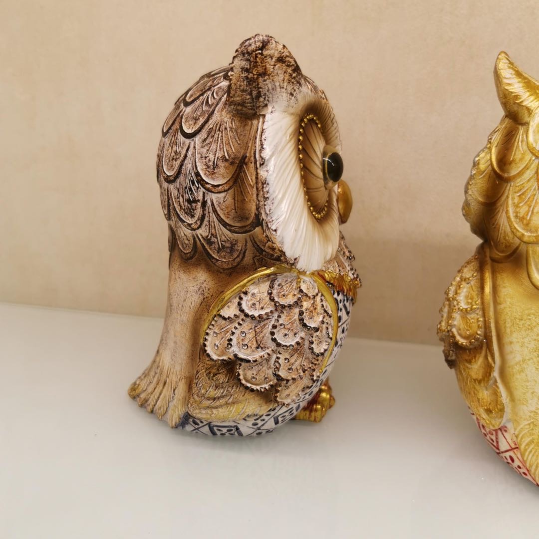 新款独特家居装饰礼品摆件：仿真彩色猫头鹰产品图