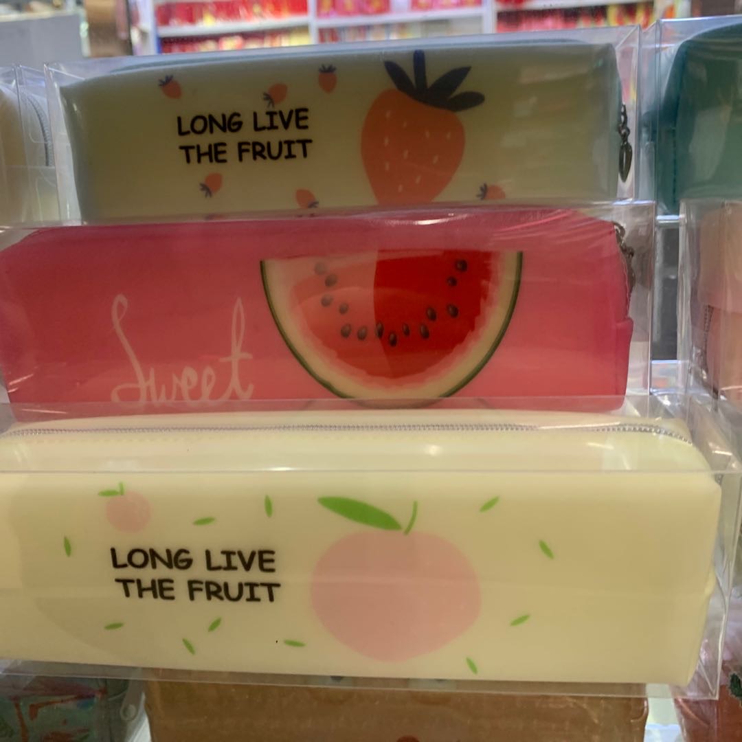 方形文具袋光面水果款文具收纳袋水蜜桃版