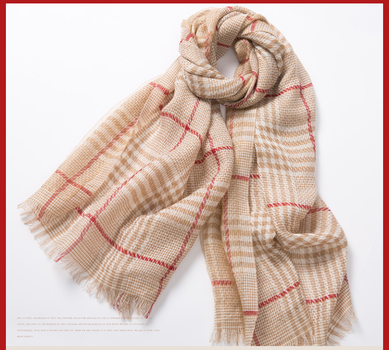 Women's Fashion Trend Everything Warm Classic Plaid Silk Wool Blend Scarf