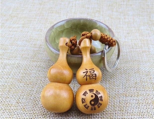 Peachwood Gourd Key Chain Pendant Accessory Mascot Taoist Holy Relic Fuzhengquxie Tai Chi Bagua details Picture