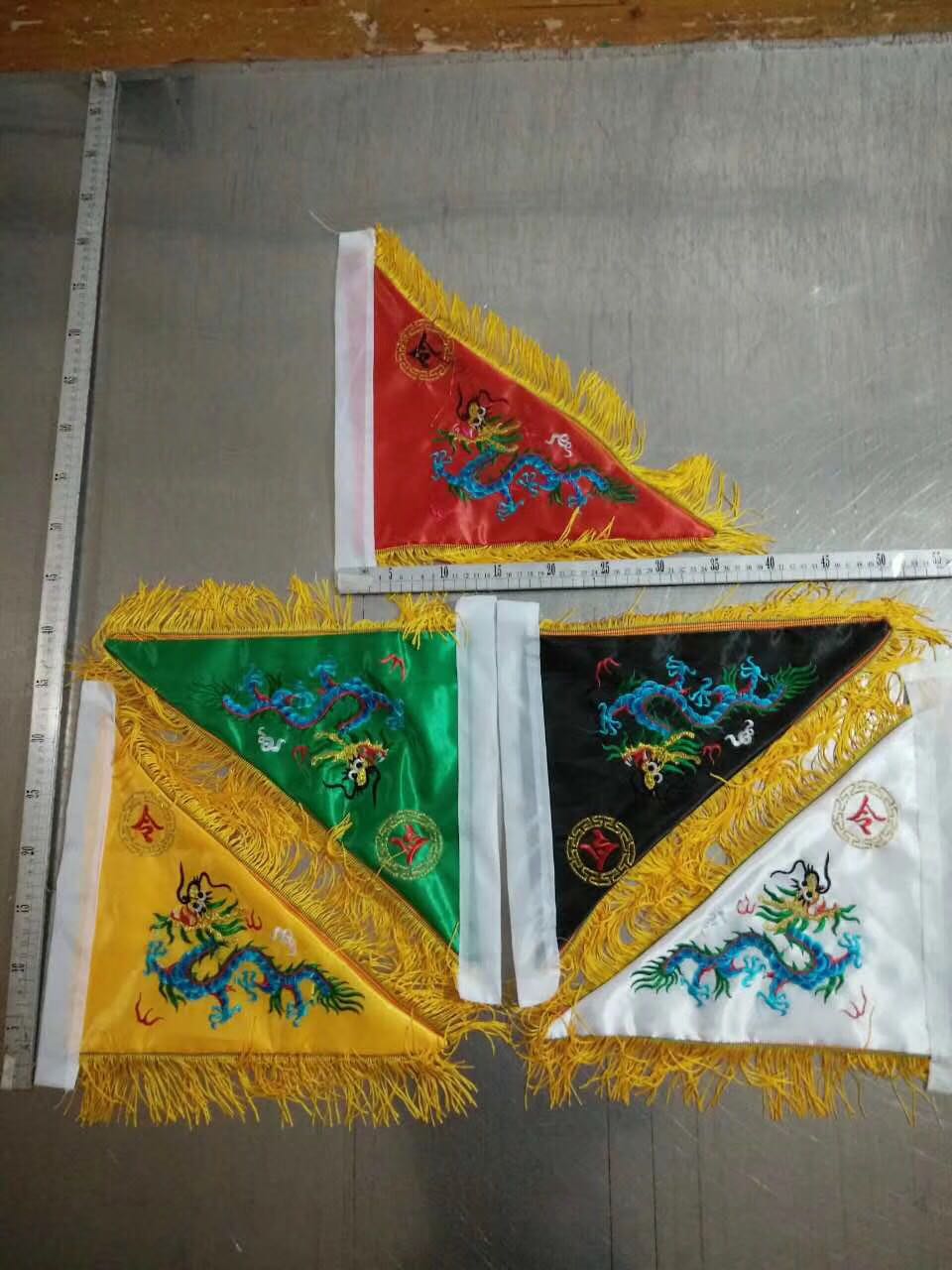 Taoist items, Taoist ritual flags, five-color ritual flags, five-direction flags, five-dragon flags, five-camp flags, ritual flags, flagpole bases