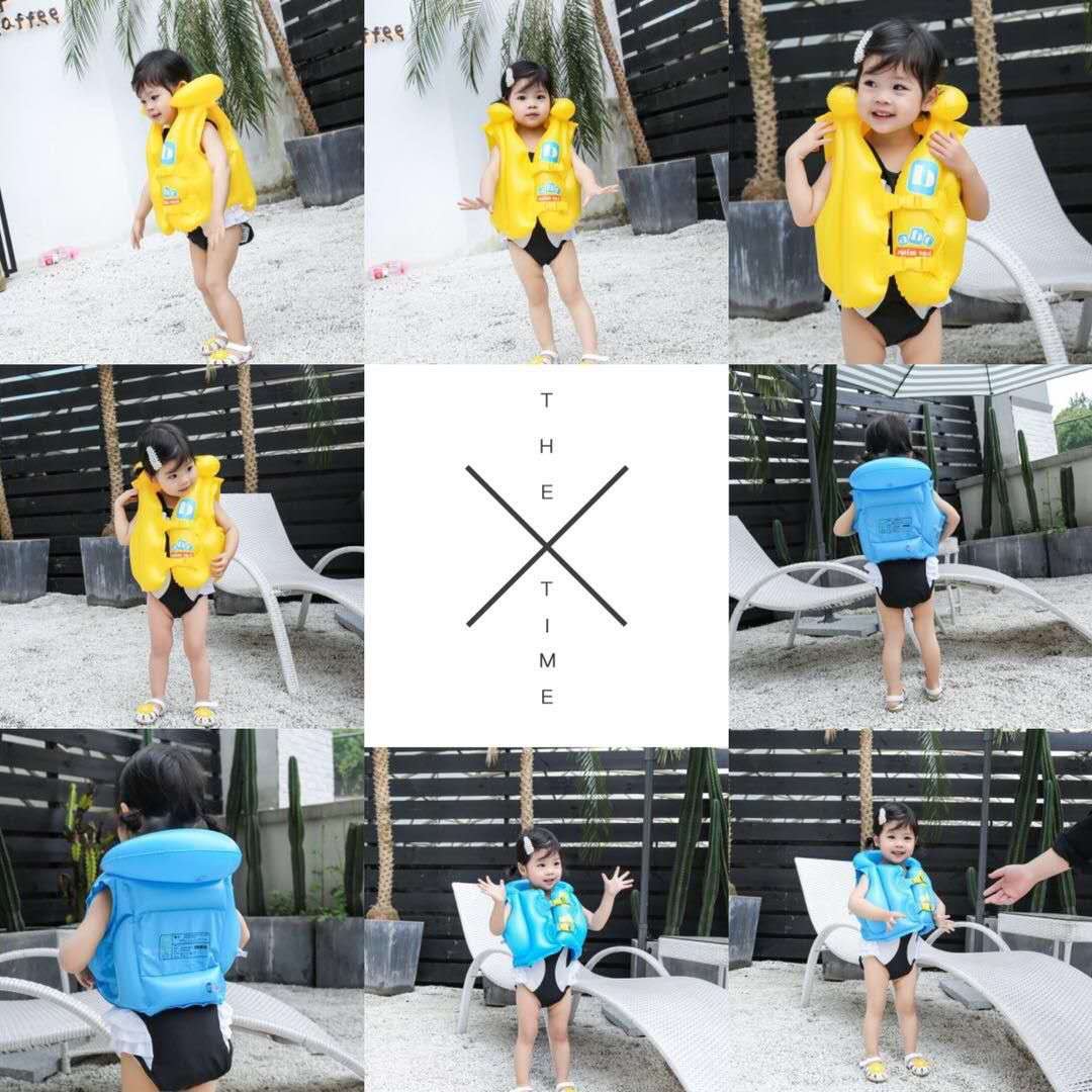 儿童救生衣专业大浮力背心小孩马甲便携充气学游泳圈女童游泳装备产品图