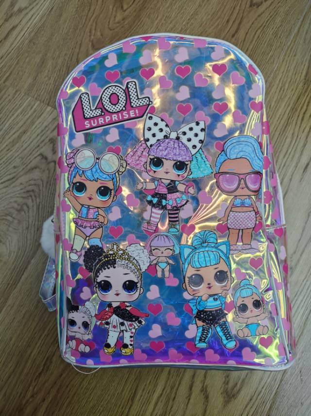 镭射印花惊喜娃娃pu儿童双肩包