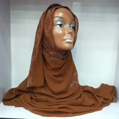 Manufacturers Direct Sales Of Muslim Khaki Ethnic Style Adult Women's Large Headscarf