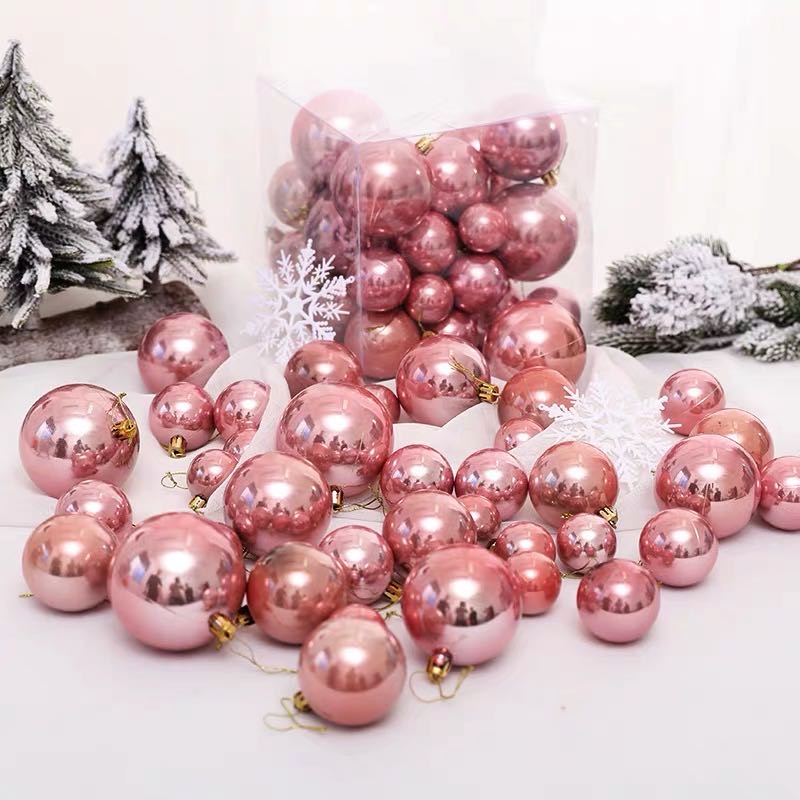 Christmas decorations: colorful balls, bell strings, Christmas tree ornaments, shopping mall and hotel decorations, store roof and window display ornaments details Picture