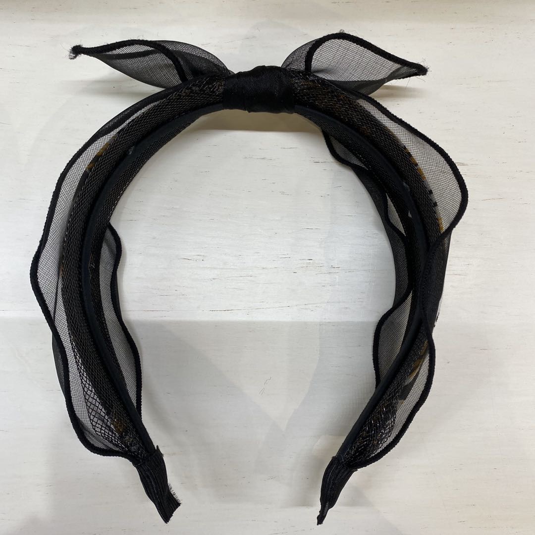 热销新款时髦可爱兔耳朵网纱印花布艺女士头箍