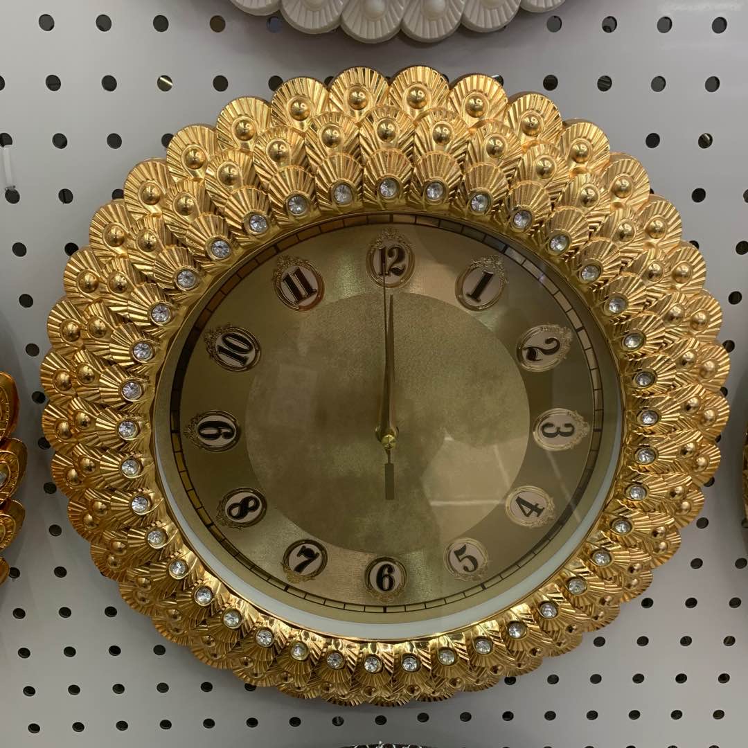 简约现代大挂钟客厅静音钟表家用个性创意时尚艺术挂表石英钟金色款图