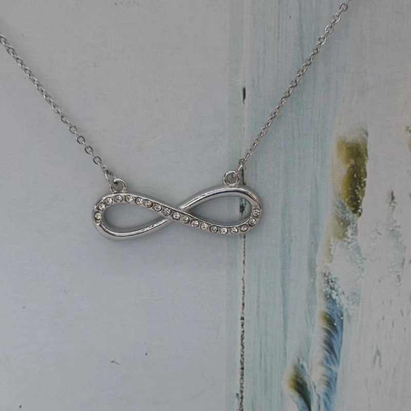 South Korea Dongdaemun Figure-8 Necklace Silver Small Fresh Personality Necklace Fashion All-Match Anti-Allergy Specification drawing