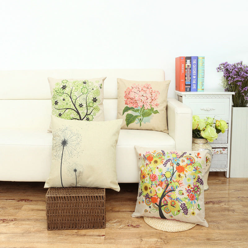 Digital Printing Dandelion Flower Painting Art Creative Throw Pillow 45*45 details Picture