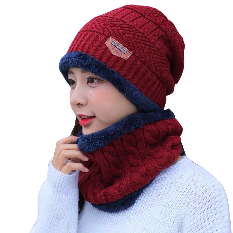 Girls Riding Hat Winter With Velvet Braid Plus Velvet Warm Woolen Hat Children's Neck Set Simple Battery Car Leisure