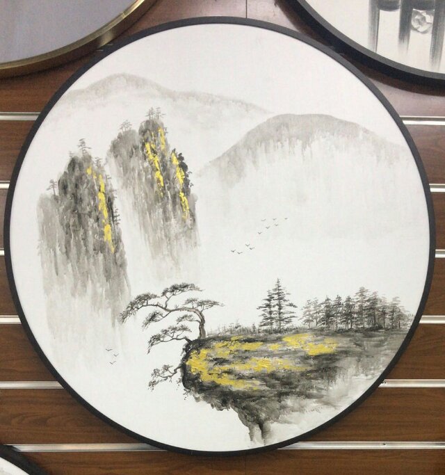 新爆款亮丽沙发软件装饰圆形装饰画铝合金外框装饰画国潮