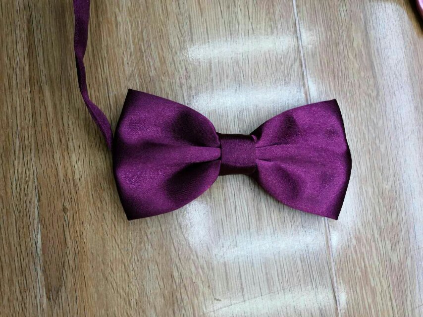 Men's polyester bow tie solid color tie formal wear tie new trendy tie details Picture
