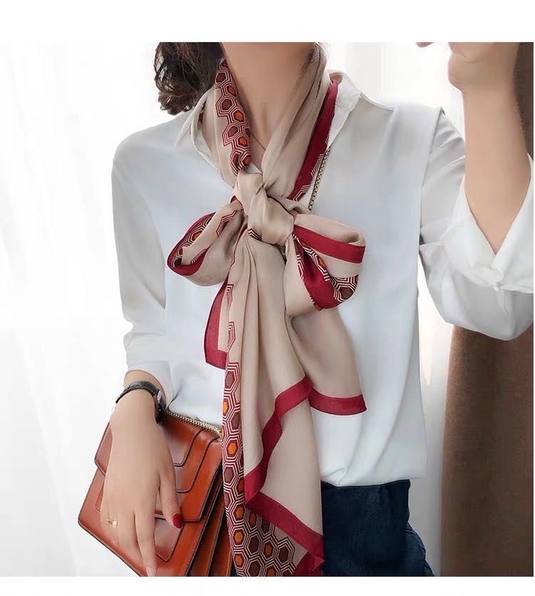 Fashion Everything Casual Lady Temperament Silk Scarf Long Red Specification drawing