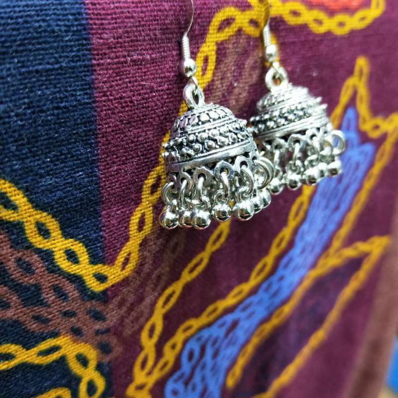 Indian Vintage Stud Earrings Ancient Silver Bird Cage Earrings Thai Ethnic Style Exotic Jewelry Bohemia Specification drawing