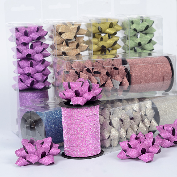 Manufacturers direct color gold powder flash star flower festival supplies wedding decorations 4 flowers 1 ribbon Halloween decorations thumbnail