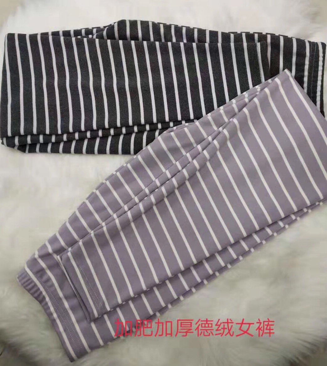 New Fashion Plus Fat And Thick Heating Velvet Solid Color Simple Striped Women's Pants Specification drawing