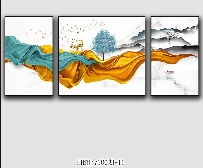 新中式轻奢晶瓷画现代简约客厅入户装饰画餐厅玄关背景挂画晶瓷画壁画