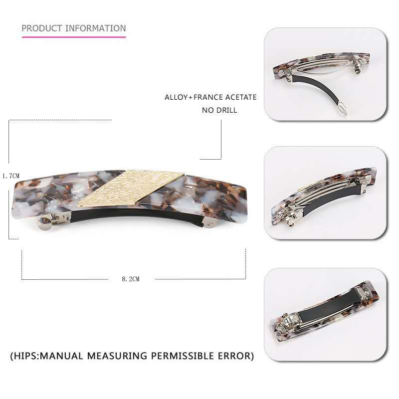New Acetate Spring Alloy Hair Clip Ponytail Clip Headwear Specification drawing