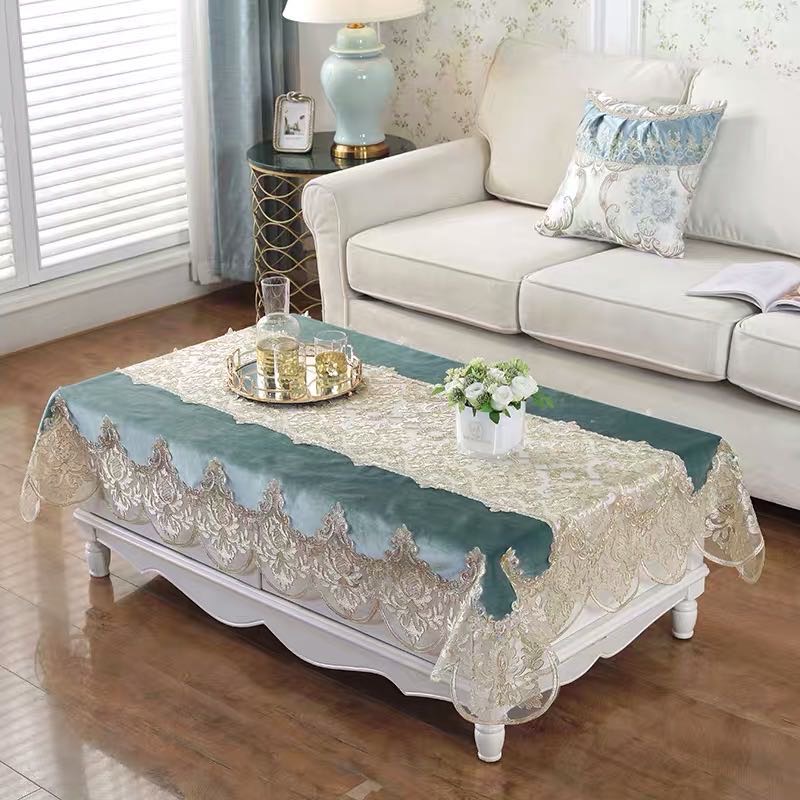 Velvet fabric coffee table, tablecloth, lace European-style living room table cover Specification image