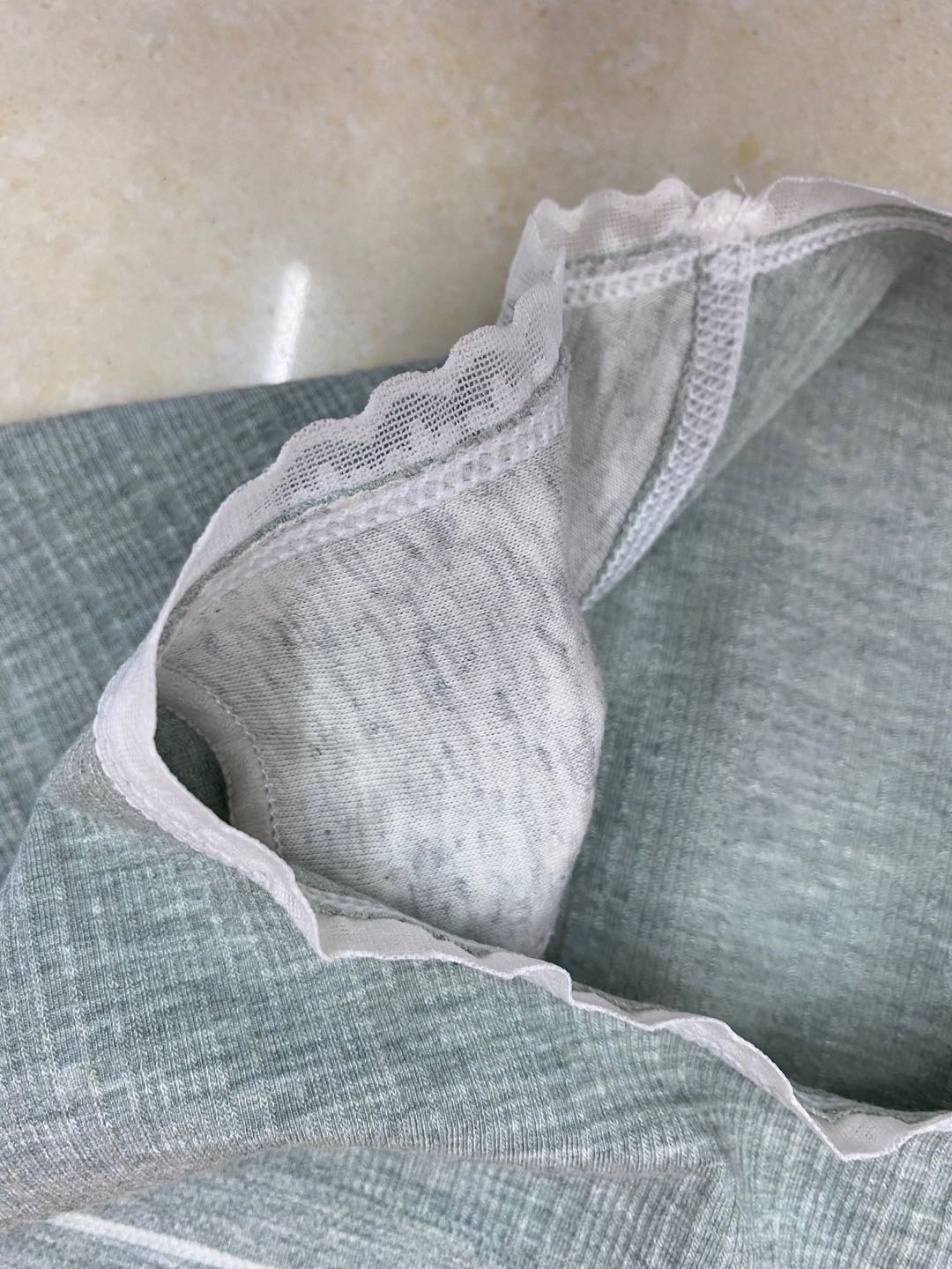 Women's Cotton Antibacterial Breathable Bottom Grey Lace Trouser Leg Girls Series Underwear details Picture