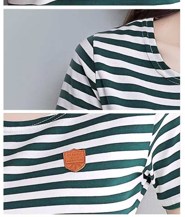 夏季韩版新款条纹纯棉短袖T恤女宽松个性百搭上衣ins潮细节图