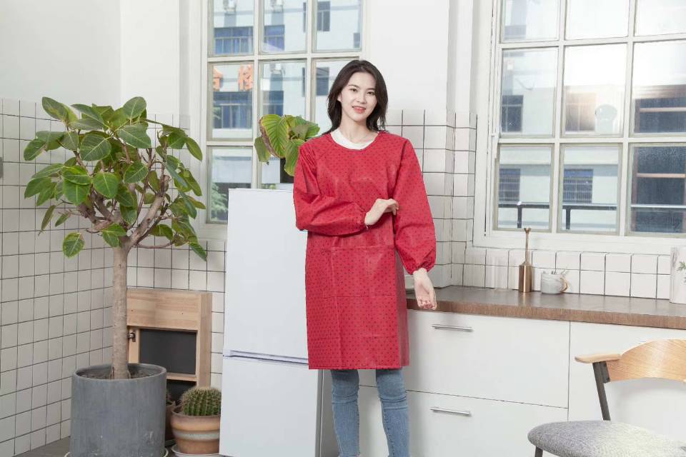 点子皮罩衣不易脱皮带口袋女男厨房清洁防污防水产品图