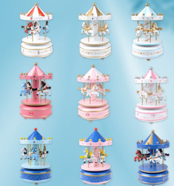 Carousel Music Box Valentine's Day handmade wooden birthday gifts children's revolving music box