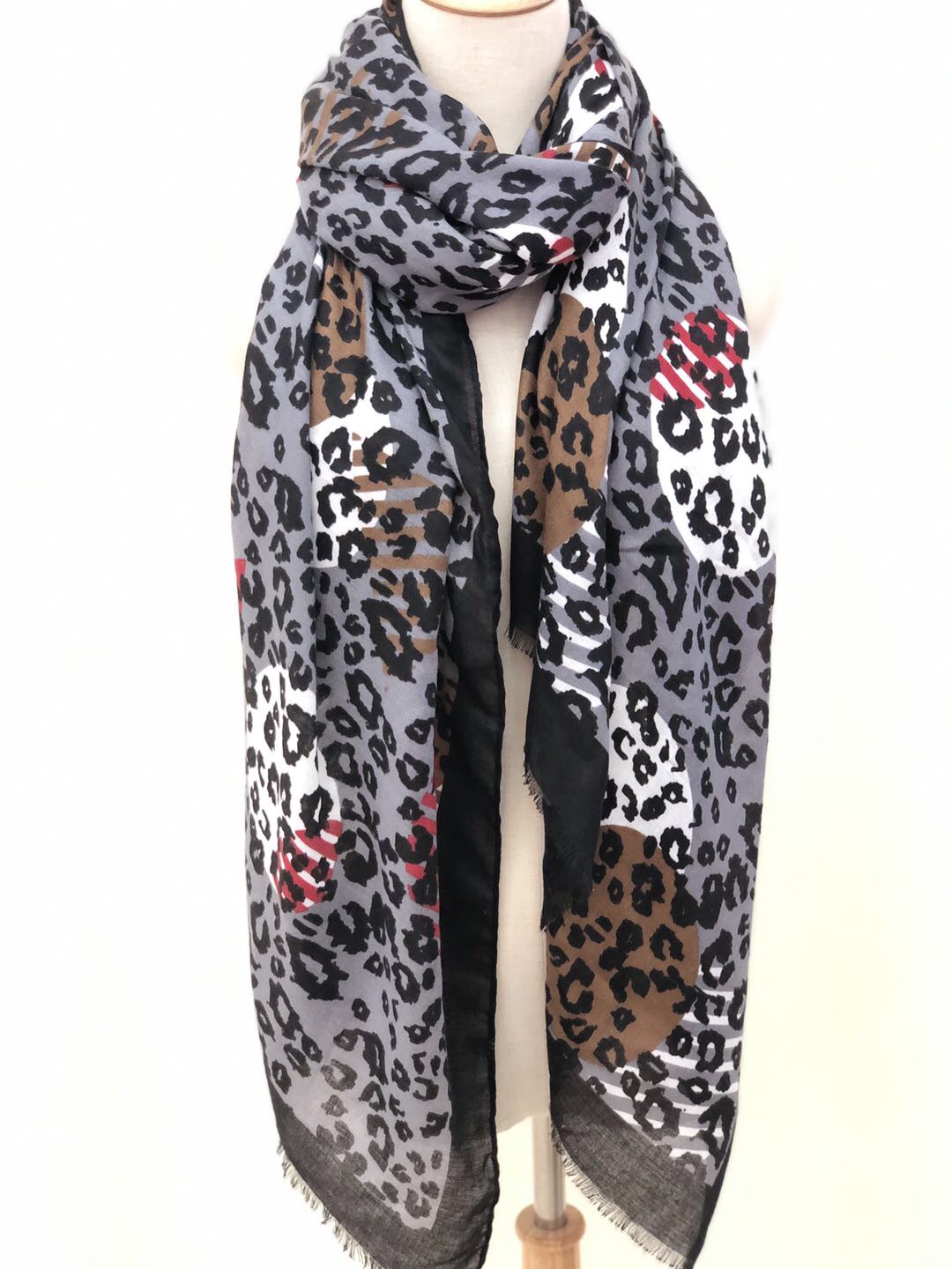 Trendy print satin shawl scarf suntan beach towel multi-color geometric leopard print thumbnail