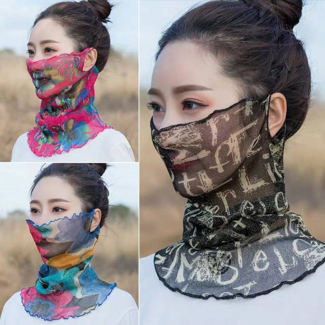 Neck Neck Women Spring And Autumn Cervical Warm Silk Scarf Cover Face Hanging Ear Veil Variable Neck Cover Head Small Scarf details Picture