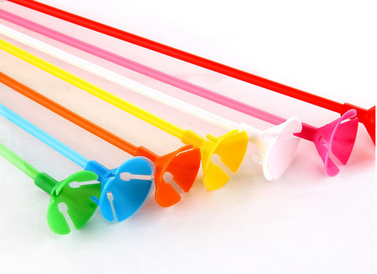 Wholesale of 40CM thickened, thickened and lengthened new material plastic white mixed-color support rods for latex balloon accessories