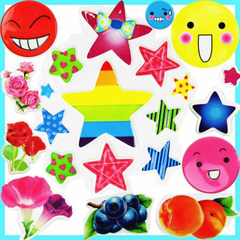 Children's smiling face cartoon expression 3D stickers, smiling face bubble stickers details Picture