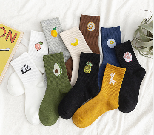 Spring and Autumn style mid-tube stockings ladies' socks sweet lovely leisure cotton socks wet socks thumbnail