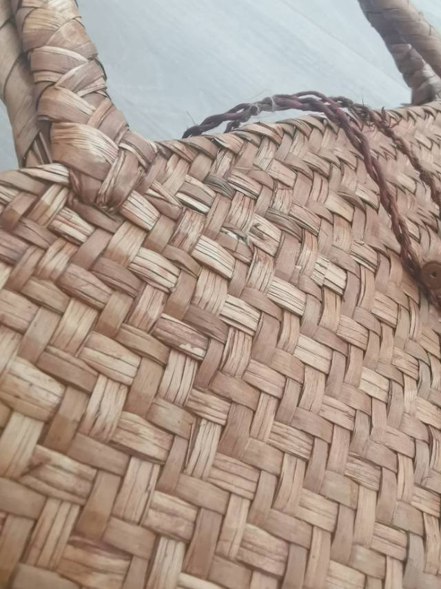 Simple Hand-Held Bamboo Braided Bag Solid Color Casual Hand-Woven Beach Bag Bamboo Braided Bag Specification drawing