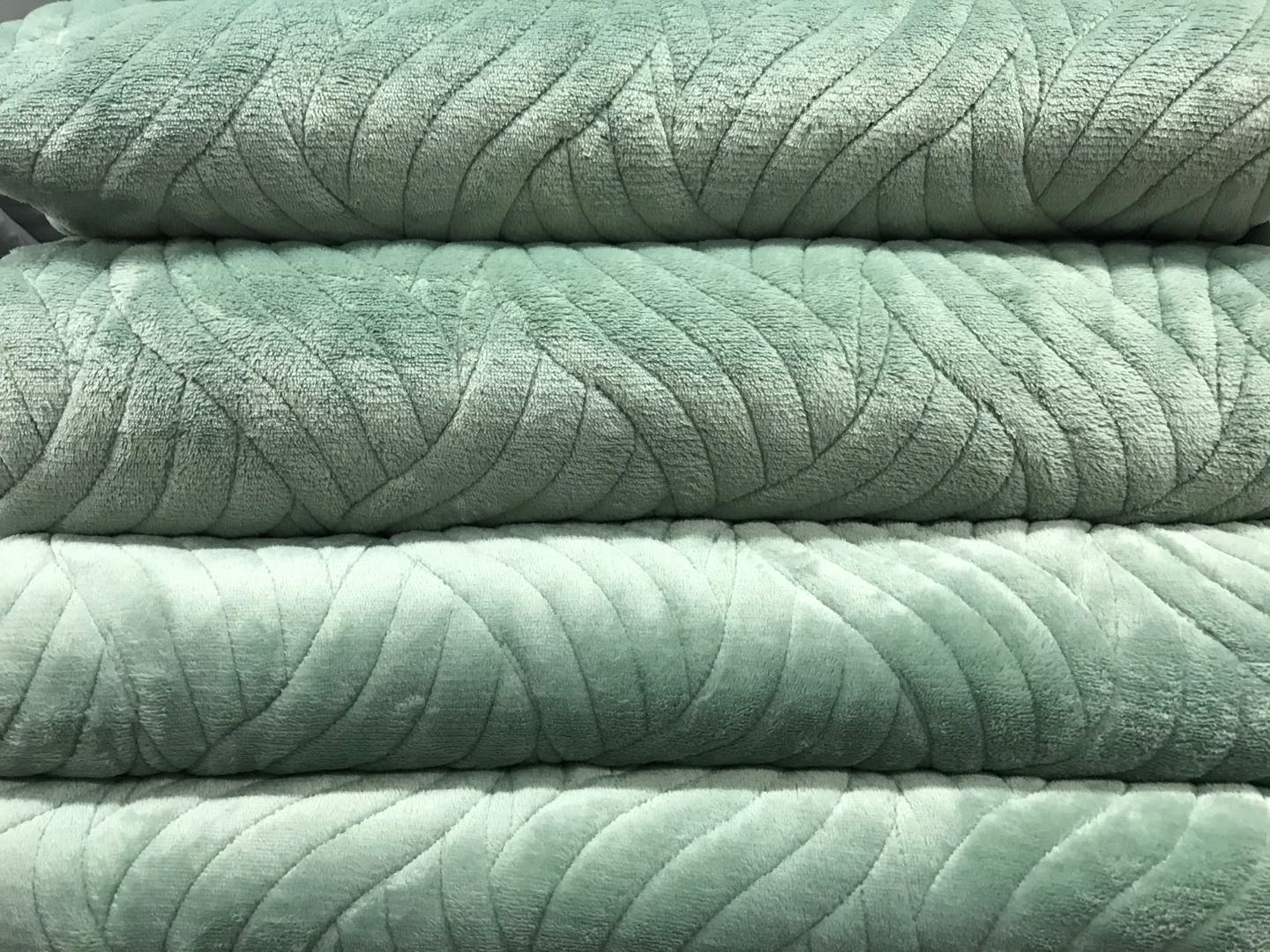 Green Suede Geometric Quilted Blanket Full View