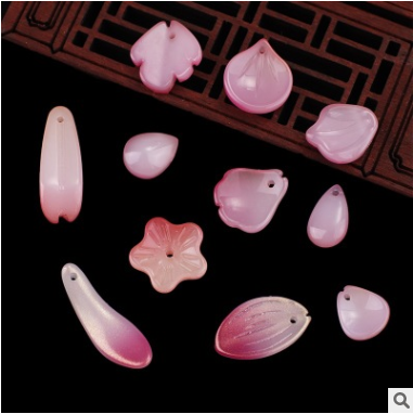 Gradual pink gold glass petal pendant ancient style DIY hairpin step shake hair earrings material thumbnail