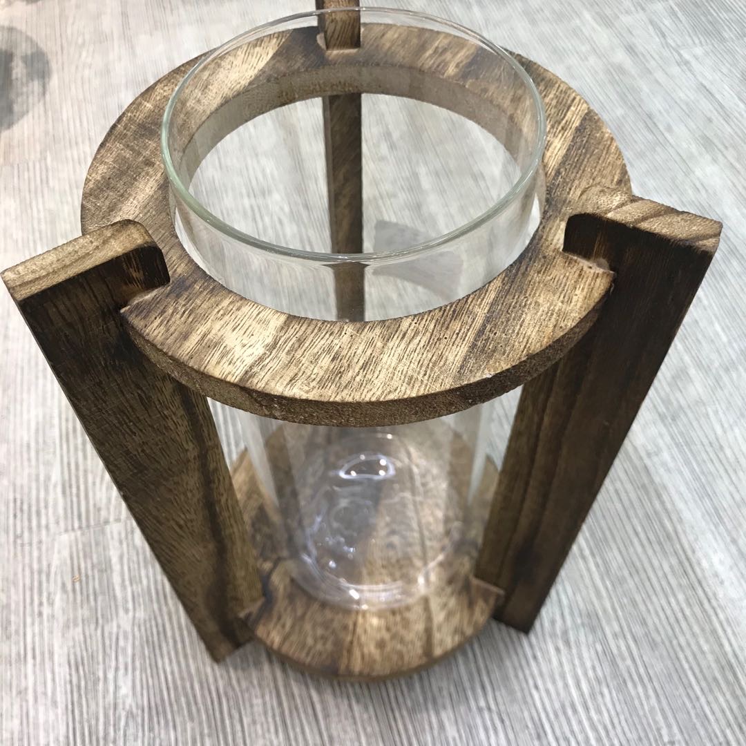 A new retro Nordic-style wooden vase for home office desk decoration details Picture