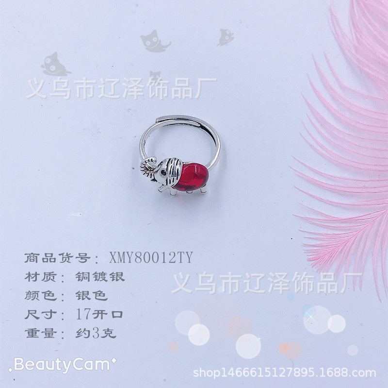 Korean bestseller, zircon inlaid retro animal ring, Elephant red Zircon 2019, the same style as the Internet celebrity Xinmingyang